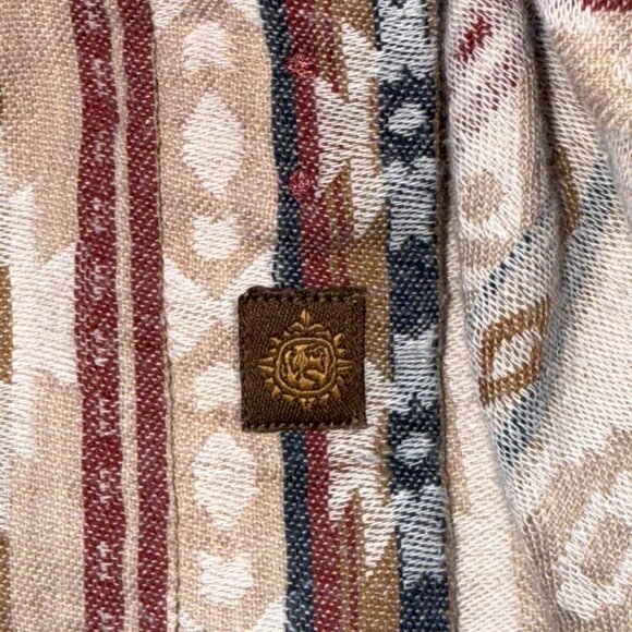 Territory Ahead XL Button-Up Long-Sleeve Men’s Shirt Beige/Burgundy 100% Cotton - Picture 6 of 6